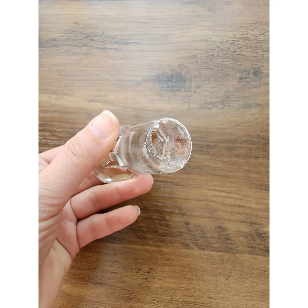 Clear Blown Glass Decanter Bottle Stopper Only Barware Cut Heavy Vintage Bubbles